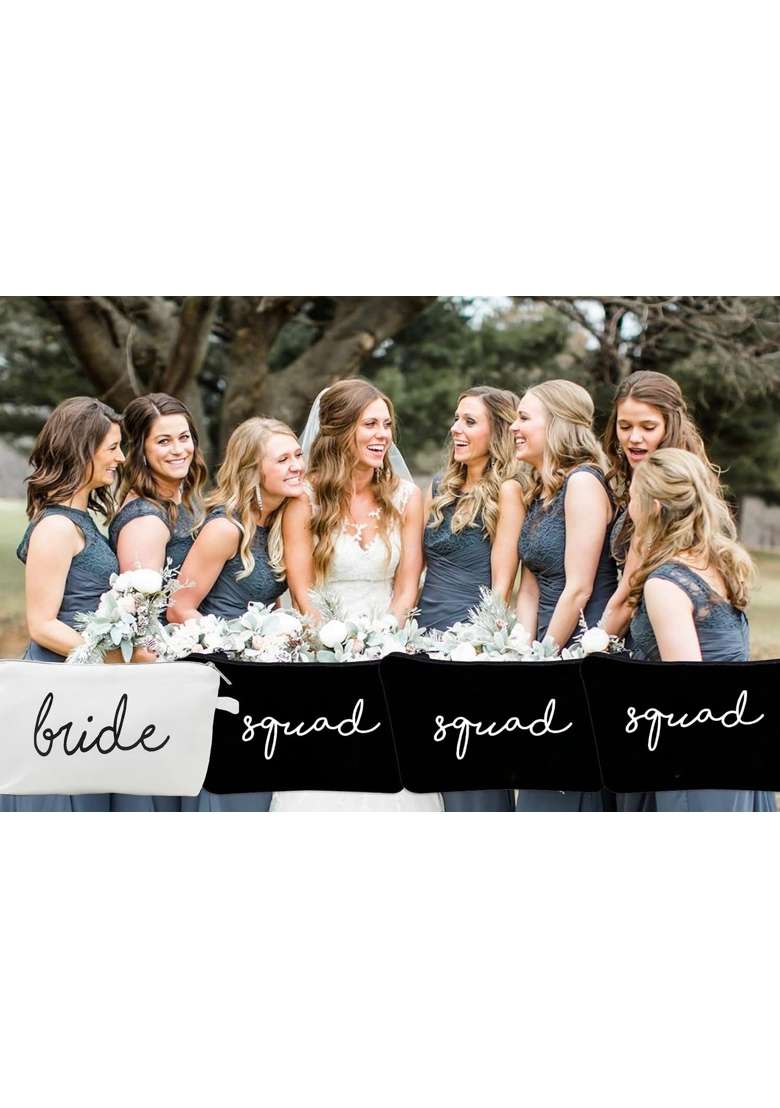 Funky Junque Makeup Bag Bride Squad Toiletry Cosmetic Case Bridal Shower Bachelorette Party Favors Travel - Indya