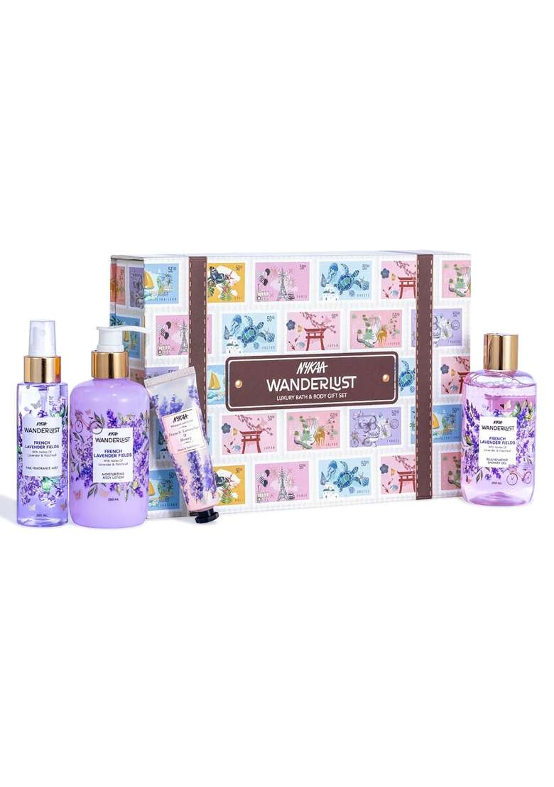 Nykaa Wanderlust French Lavender Luxury Bath and Body Care Gift Set Box Pack of 4 - Indya
