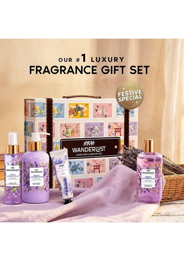 Nykaa Wanderlust French Lavender Luxury Bath and Body Care Gift Set Box Pack of 4 - Indya