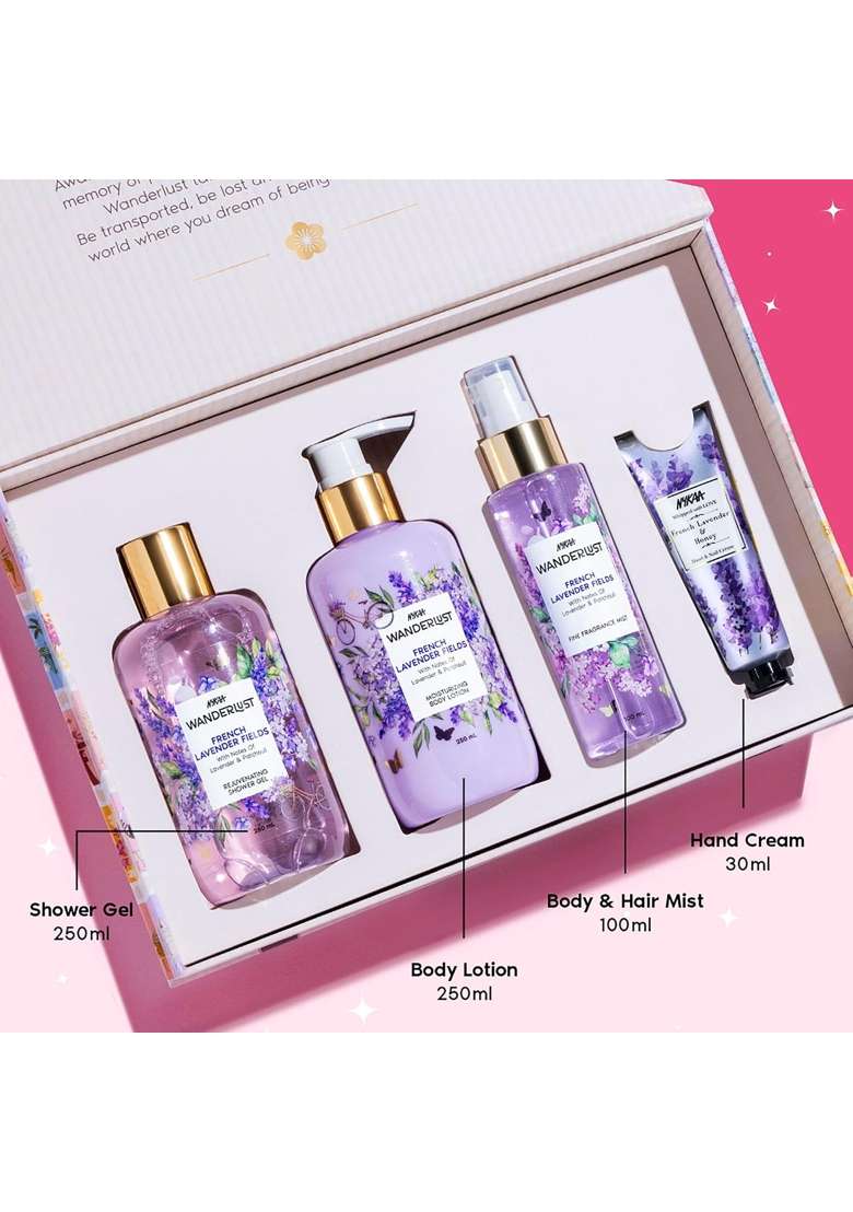 Nykaa Wanderlust French Lavender Luxury Bath and Body Care Gift Set Box Pack of 4 - Indya