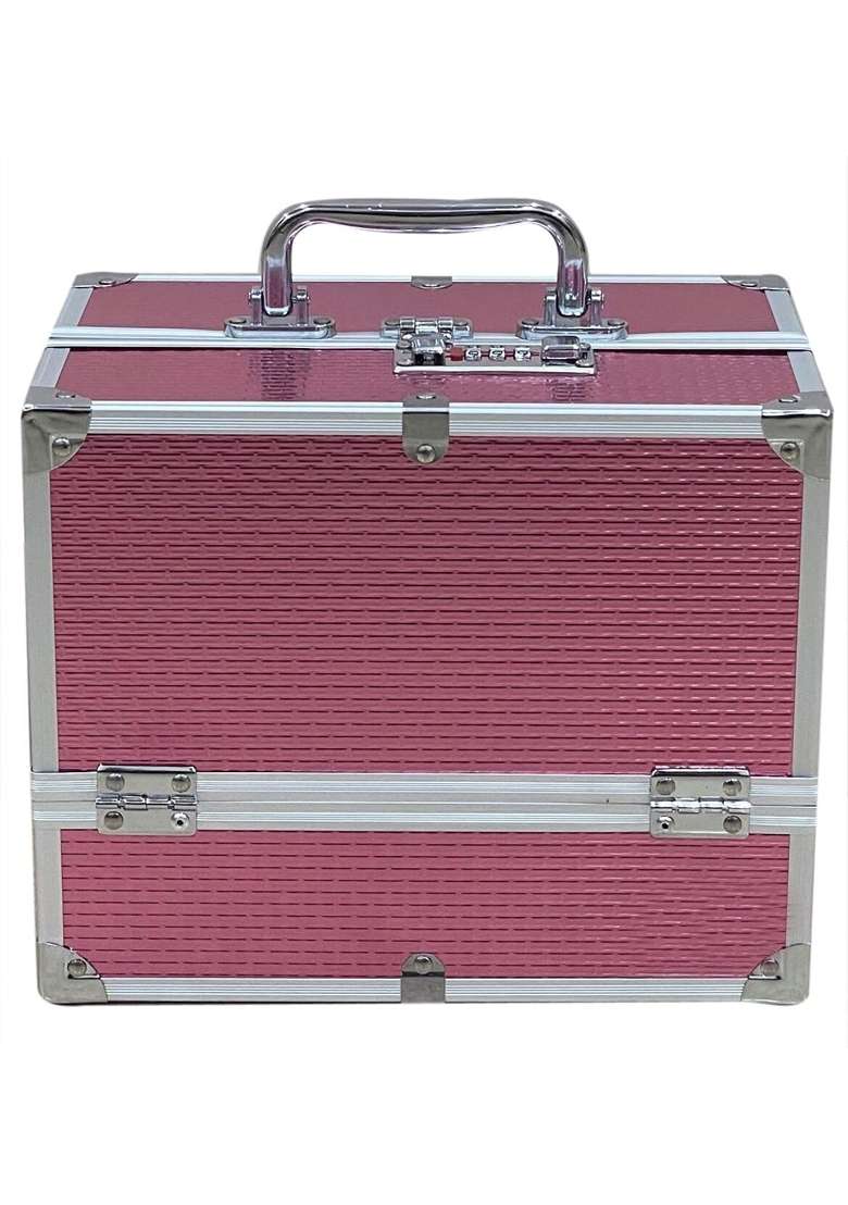 Adson Professional Beauty Make Up Cosmetic Vanity Box Case Pink 25 X 15 X 30 CM - Indya