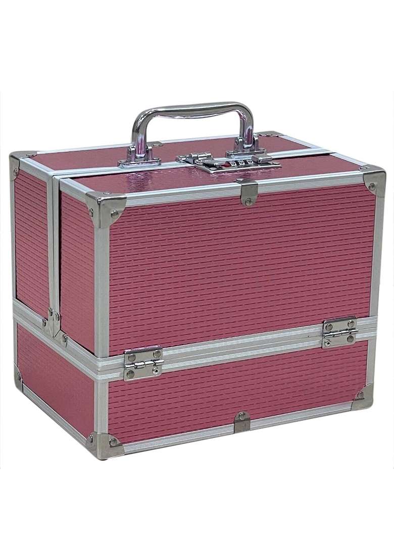 Adson Professional Beauty Make Up Cosmetic Vanity Box Case Pink 25 X 15 X 30 CM - Indya