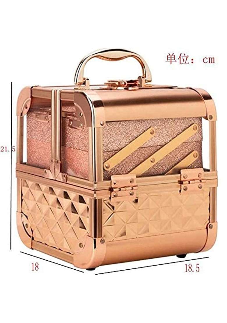 Adson Professional Beauty Makeup Cosmetic Vanity Case Box Diamond Rose Gold - Indya