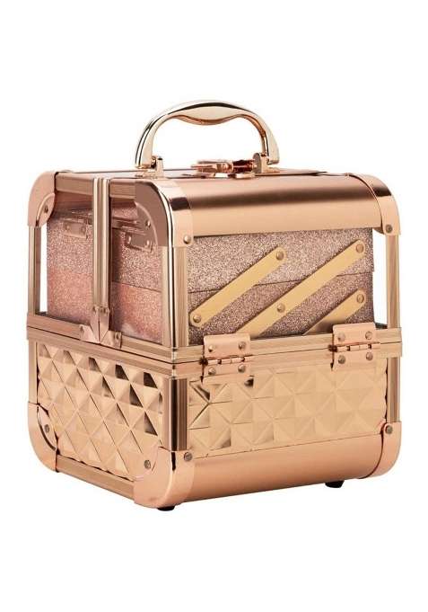 Adson Professional Beauty Makeup Cosmetic Vanity Case Box Diamond Rose Gold