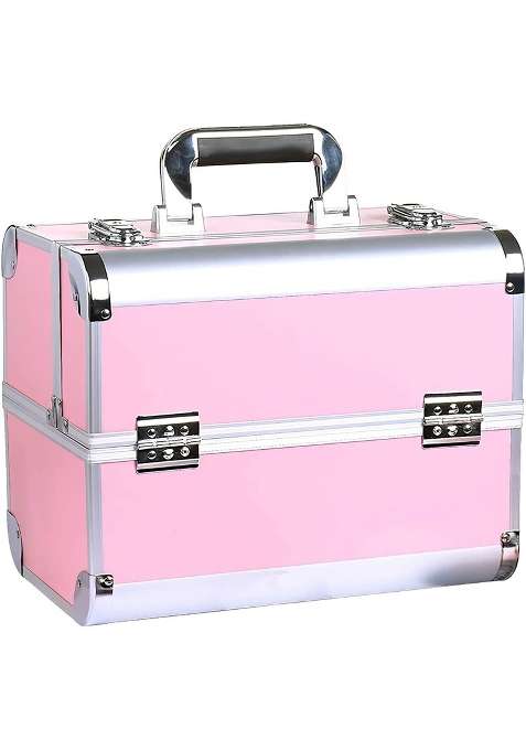 Adson Professional Beauty Makeup Cosmetic Vanity Case Box Light Pink
