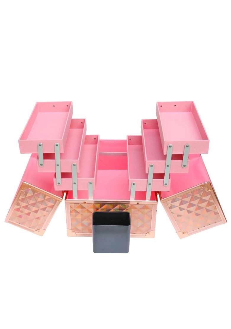 Adson Professional Beauty Makeup Cosmetic Vanity Case Box Rose Gold - Indya