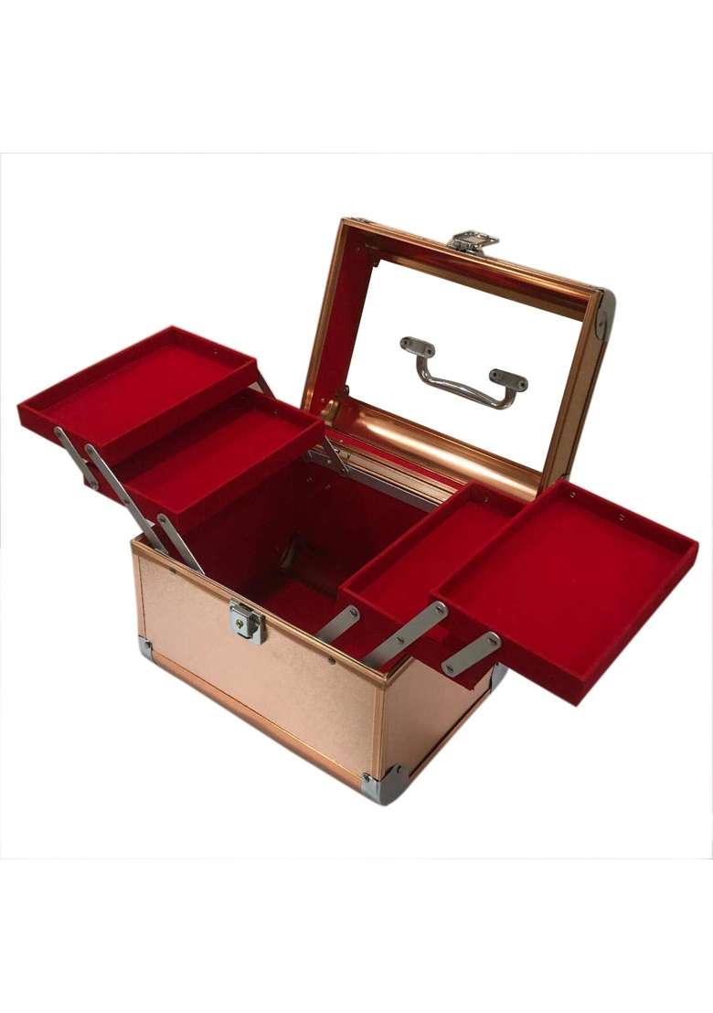 Adson Professional Beauty Makeup Cosmetic Vanity Case Box Rose Gold - Indya