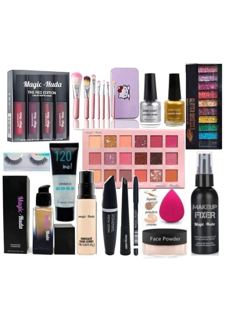 Multicolor Magic Huda All in 1 Makeup Product Combo Kit and Makeup Kit Waterproof Makeup Set of 16 - Indya