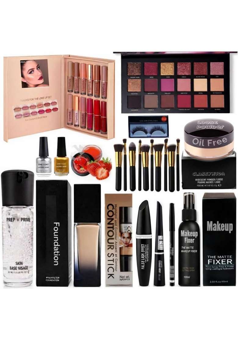 Cosmac Multicolor Bridal Makeup Kit Combo Set of 12 - Indya