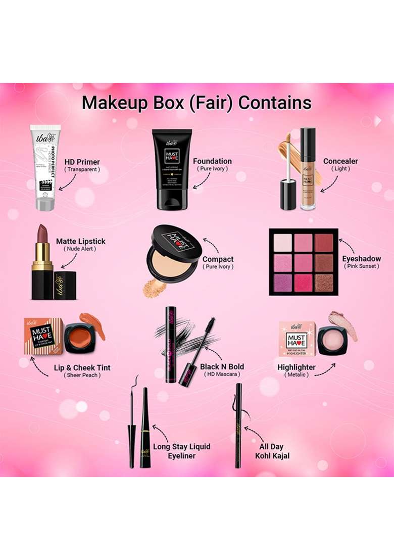 Iba Must Have Complete Makeup Box for Women Fair with 11 Essential Products - Indya