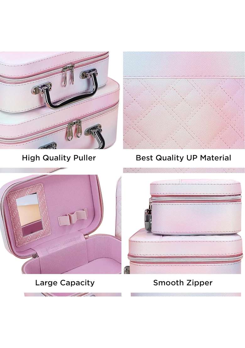 NFI Essentials PU Leather Printedcasual Makeup Box Cosmetic Box Jewellery Bridal Box Trousseau Box Set of 2 - Indya