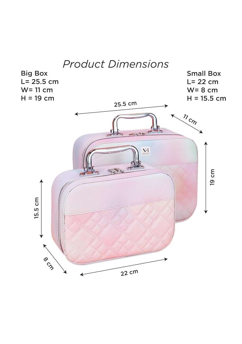 NFI Essentials PU Leather Printedcasual Makeup Box Cosmetic Box Jewellery Bridal Box Trousseau Box Set of 2 - Indya