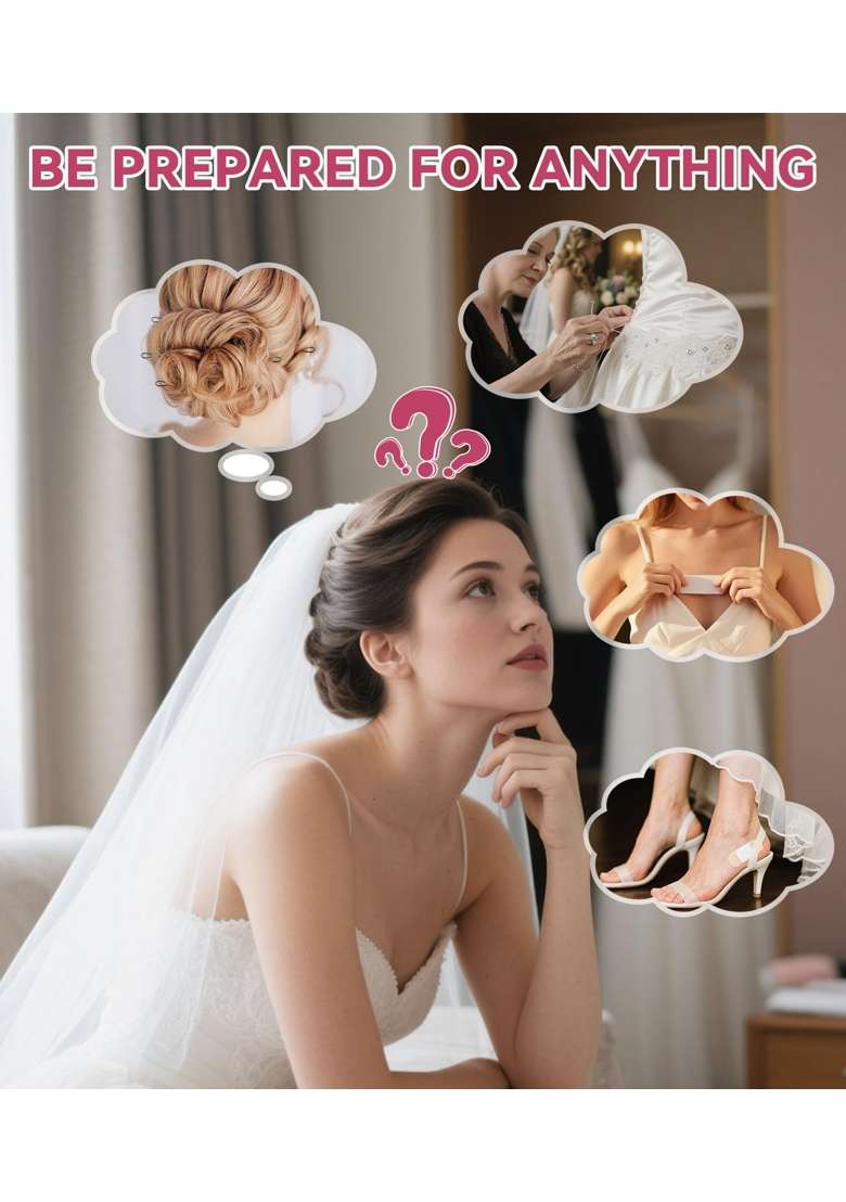 Degmongee White Bridal Emergency Kit for Wedding Day 60 Plus Wedding Essentials Survival Set for Team Bride - Indya