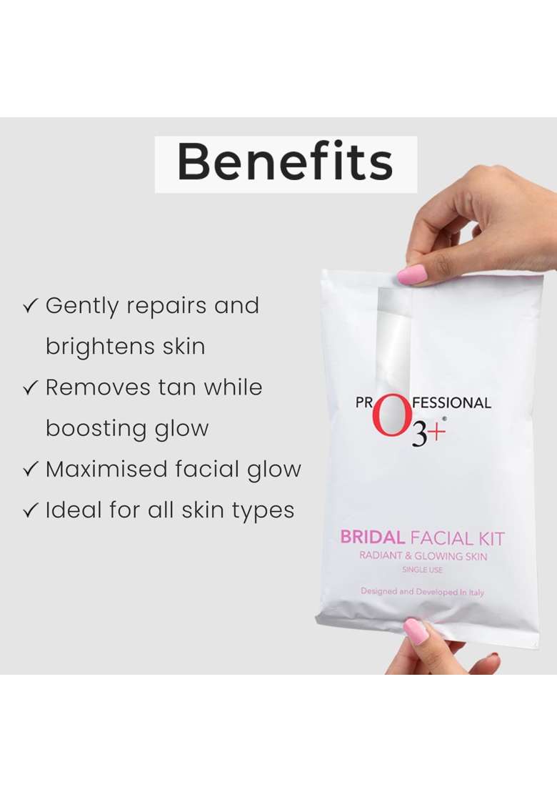 O3 Plus Bridal Facial Kit for Radiant and Glowing Skin Suitable for All Skin Types 120G Single Use - Indya