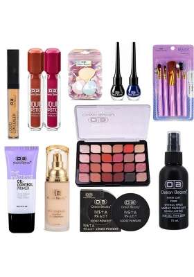 OB Ocean Beauty Professional Branded Waterproof Full Coverage Complete Bridal HD High Face Makeup Kit Combo