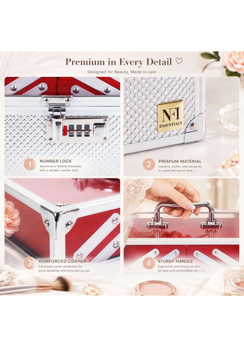 NFI Essentials Silver Makeup Organizer Box for Women Bridal Makeup Case for Jewellery - Indya