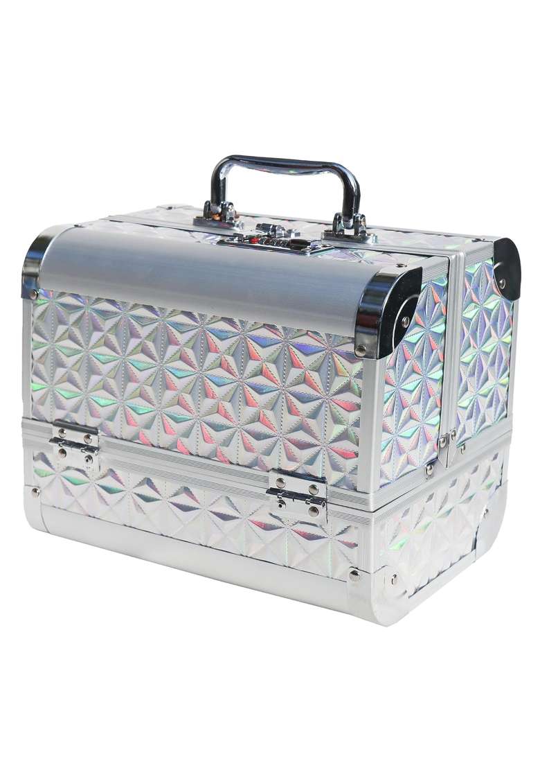 Adson Professional Beauty Makeup Cosmetic Vanity Case Box Silver - Indya