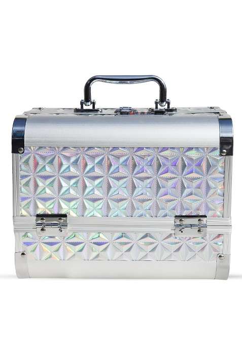 Adson Professional Beauty Makeup Cosmetic Vanity Case Box Silver