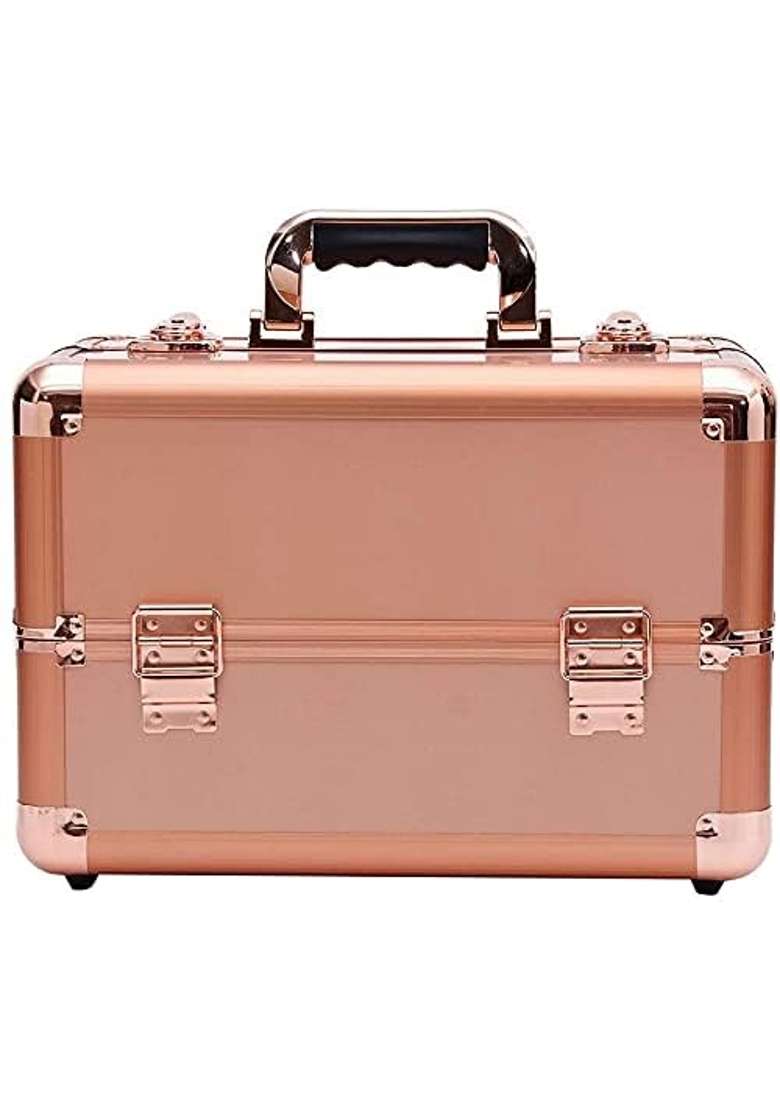 Adson Professional Beauty Makeup Cosmetic Vanity Case Box Rose Gold Colour - Indya