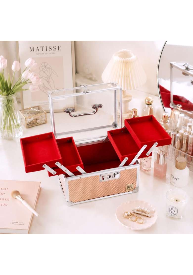 NFI Essentials Makeup Organizer Box for Women Bridal Makeup Case for Jewellery Cosmetics and Bridal Essentials - Indya
