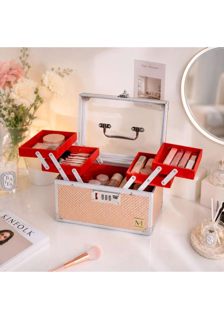 NFI Essentials Makeup Organizer Box for Women Bridal Makeup Case for Jewellery Cosmetics and Bridal Essentials - Indya