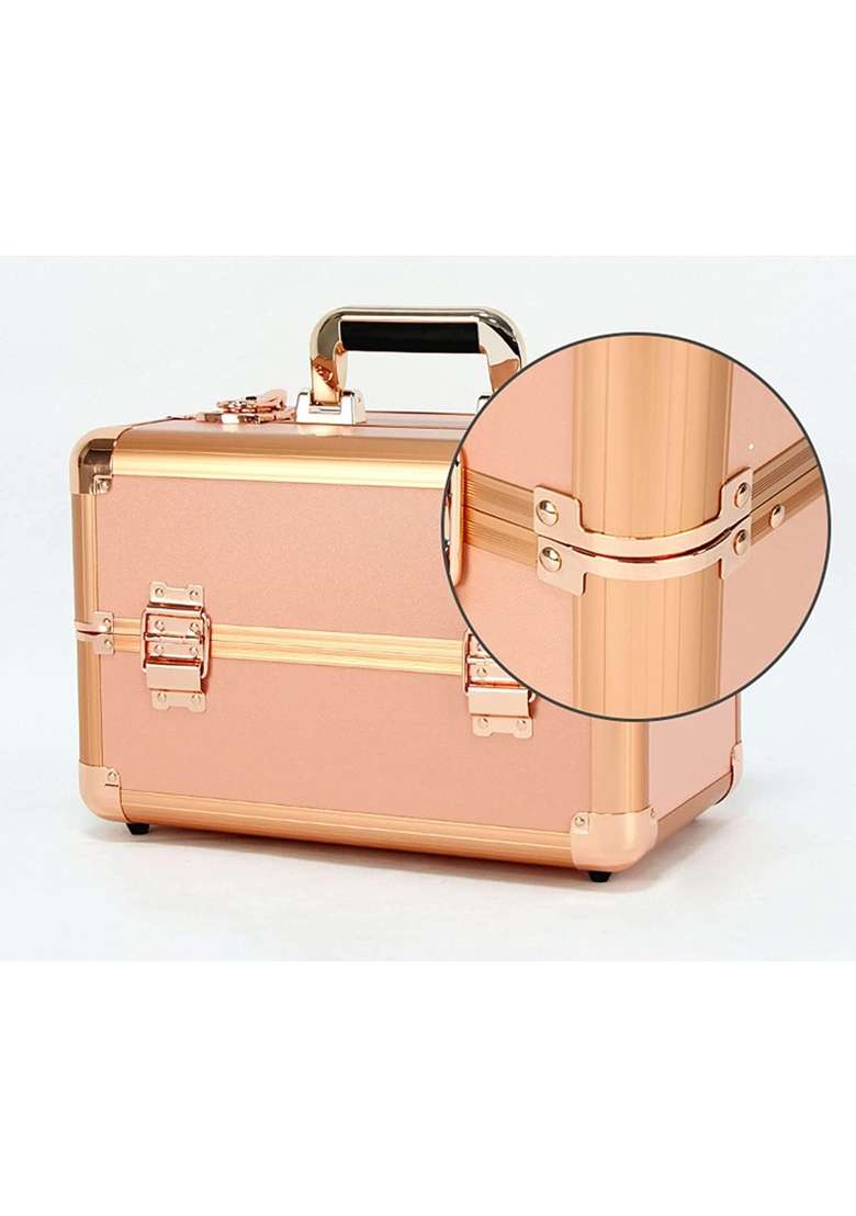 Adson Professional Makeup Box Cosmetics Case Jewelry Organiser Vanity Make Up Storage Box Beauty Train Case - Indya