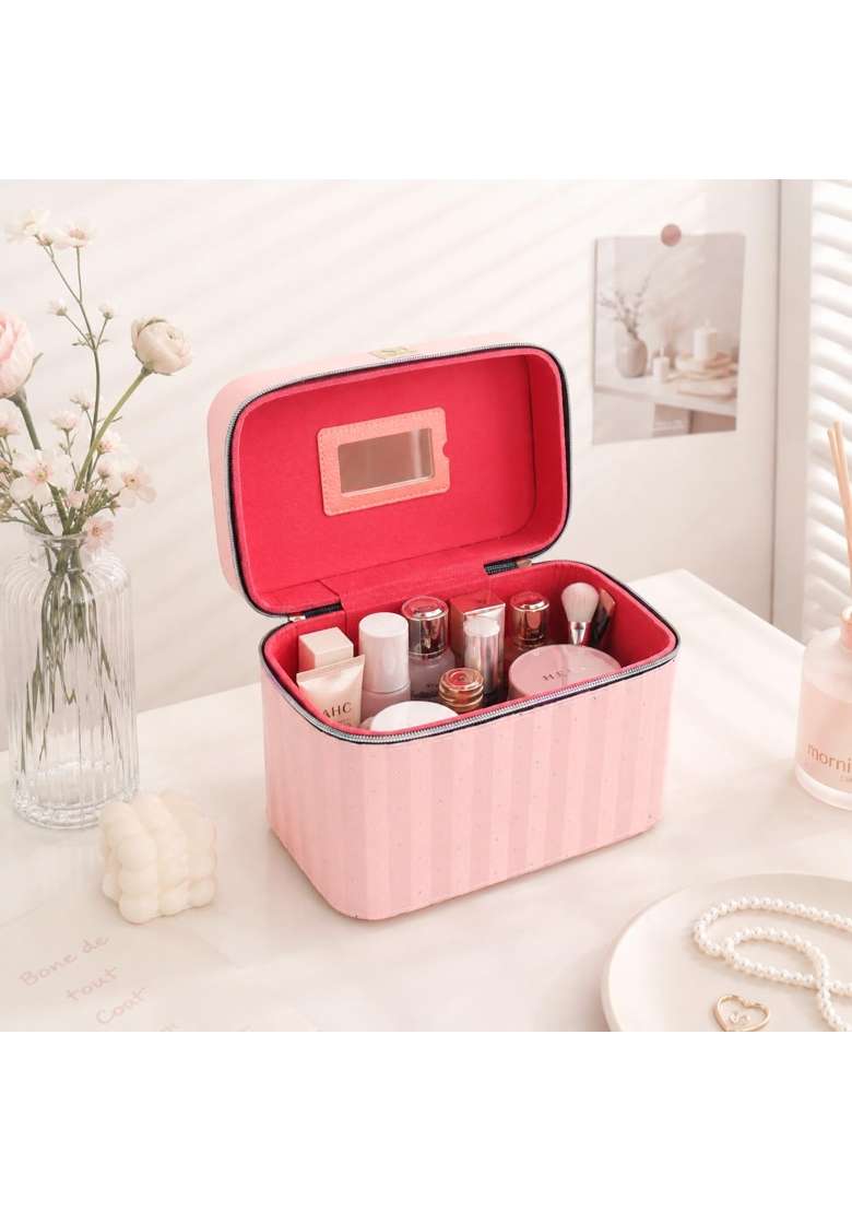 NFI Essentials Makeup Box Cosmetic Box Jewellery Bridal Box Trousseau Box Vanity Beauty Case Set of 3 - Indya