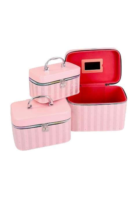 NFI Essentials Makeup Box Cosmetic Box Jewellery Bridal Box Trousseau Box Vanity Beauty Case Set of 3