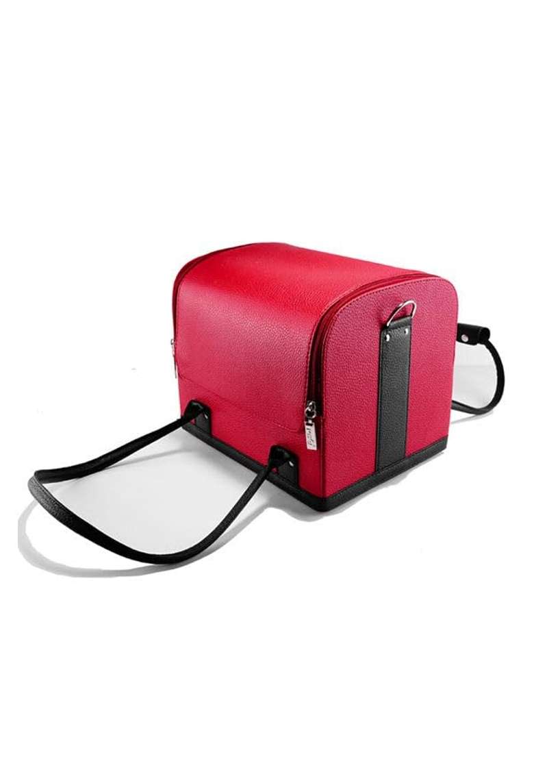 Red Square Professional Beauty Make Up Case Nail Leather Cosmetic Box Vanity Case Storage Organizer Box - Indya