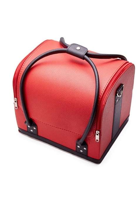 Red Square Professional Beauty Make Up Case Nail Leather Cosmetic Box Vanity Case Storage Organizer Box