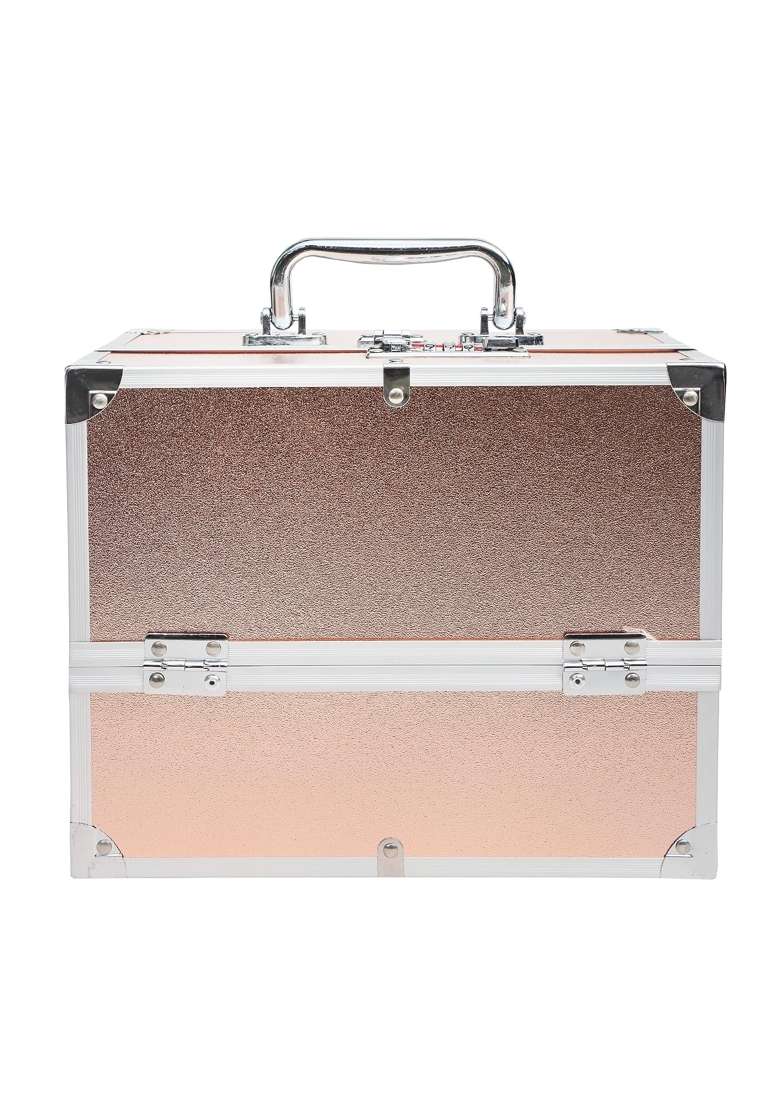 Adson Professional Beauty Makeup Box 17 Point 78 Cms Make Up Cosmetic Vanity Box Case Rose Gold - Indya