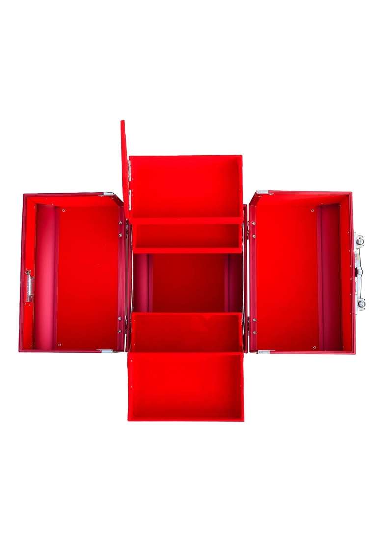 Adson Professional Beauty Makeup Cosmetic Vanity Case Box with Mirror Glossy Red - Indya