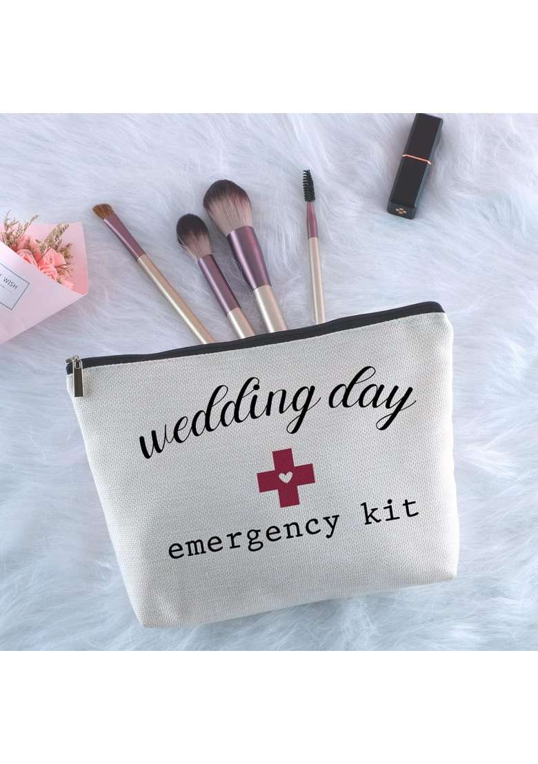 Yegifeyct White Bridal Shower Gifts for Bride to Be Travel Makeup Bag Wedding Day Emergency Kit for Bride - Indya