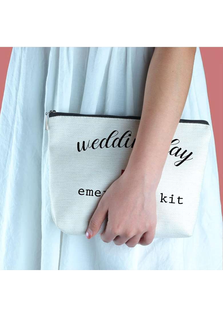 Yegifeyct White Bridal Shower Gifts for Bride to Be Travel Makeup Bag Wedding Day Emergency Kit for Bride - Indya