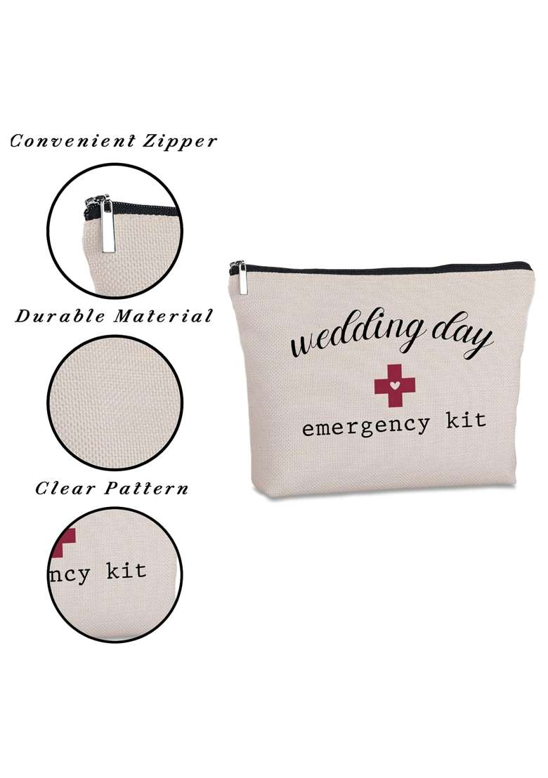 Yegifeyct White Bridal Shower Gifts for Bride to Be Travel Makeup Bag Wedding Day Emergency Kit for Bride - Indya