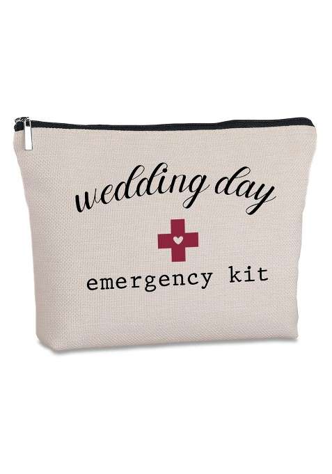 Yegifeyct White Bridal Shower Gifts for Bride to Be Travel Makeup Bag Wedding Day Emergency Kit for Bride