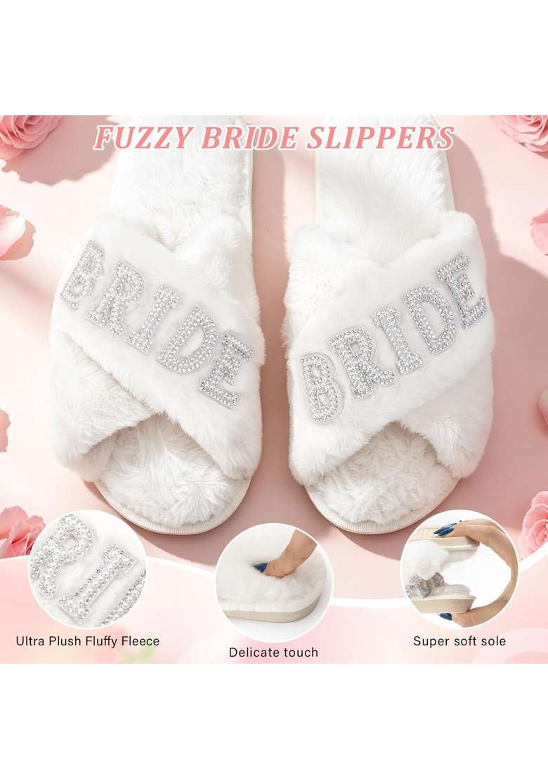 Doublewhale White Bridal Shower Gifts Bride to Be Gifts Bride Slippers Mrs Jewelry Box Bride Hair Clip Scented - Indya