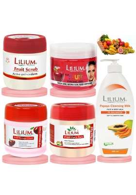 Lilium Fruit Facial Kit with Papaya Cleansing Milk 2500 GM Soothing Moisturized and Balanced Skin