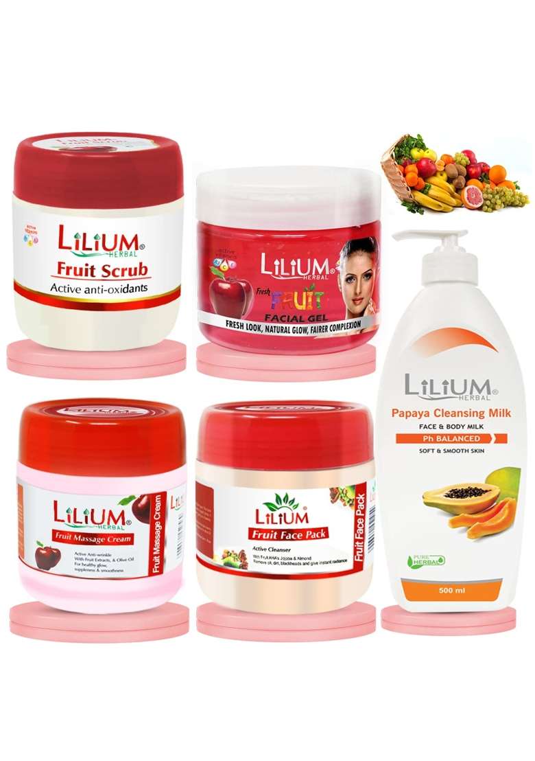 Lilium Fruit Facial Kit with Papaya Cleansing Milk 2500 GM Soothing Moisturized and Balanced Skin - Indya