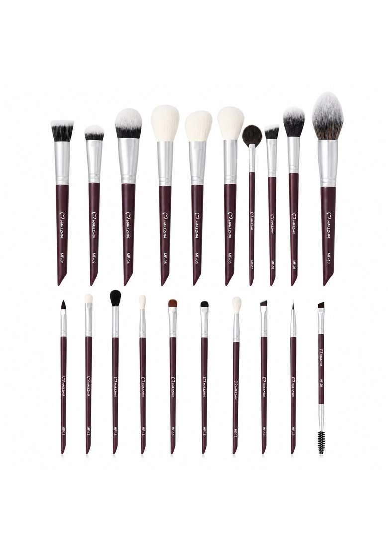 Makezmia Brown Face Edit 20 Brushes Makeup Set Kit for Foundation Concealer Highlighter and Blending - Indya