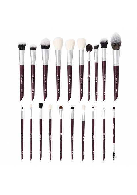 Makezmia Brown Face Edit 20 Brushes Makeup Set Kit for Foundation Concealer Highlighter and Blending