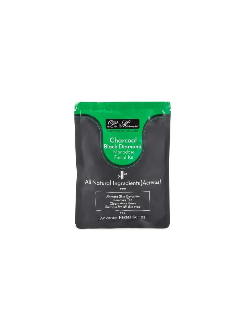 La Marinere Charcoal Black Diamond Facial Kit for Men and Women Reduce Blackheads and Pimple Pack of 5 - Indya