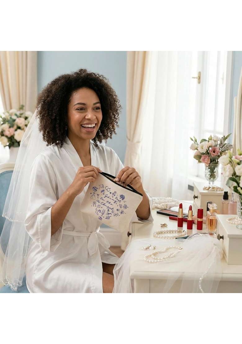 Ziyutam White Going to the Chapel Bride Makeup Bag Bride to Be Cosmetic Bag Gift for Bachelorette Party - Indya