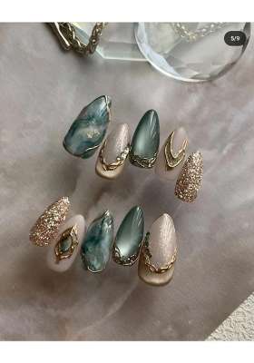 MILO Nails Turquoise Elegant Press on Nails Handmade Custom Reusable Gel Nails Set of 10
