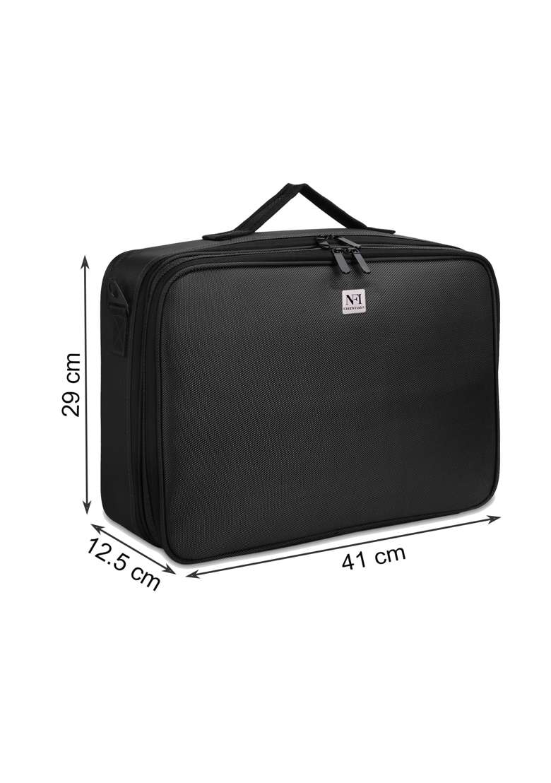 NFI Essentials Black Professional Makeup Organizer Case with Adjustable Dividers - Indya