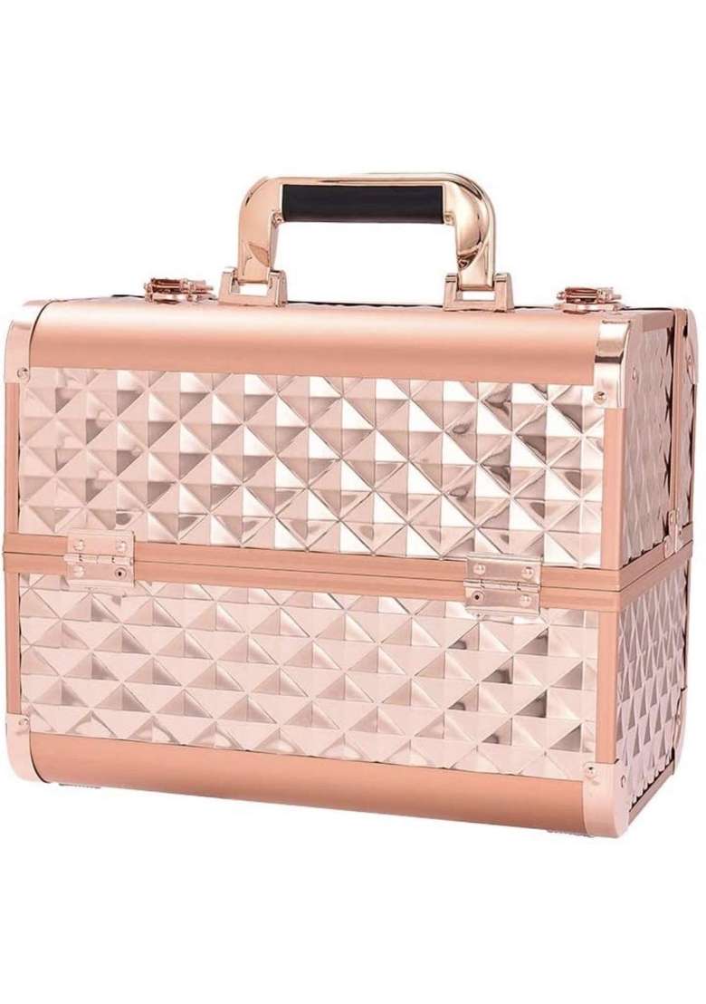 Adson Professional Beauty Makeup Cosmetic Vanity Case Box with 4 Extended Trays Makeup Vanity Makeup Organiser - Indya