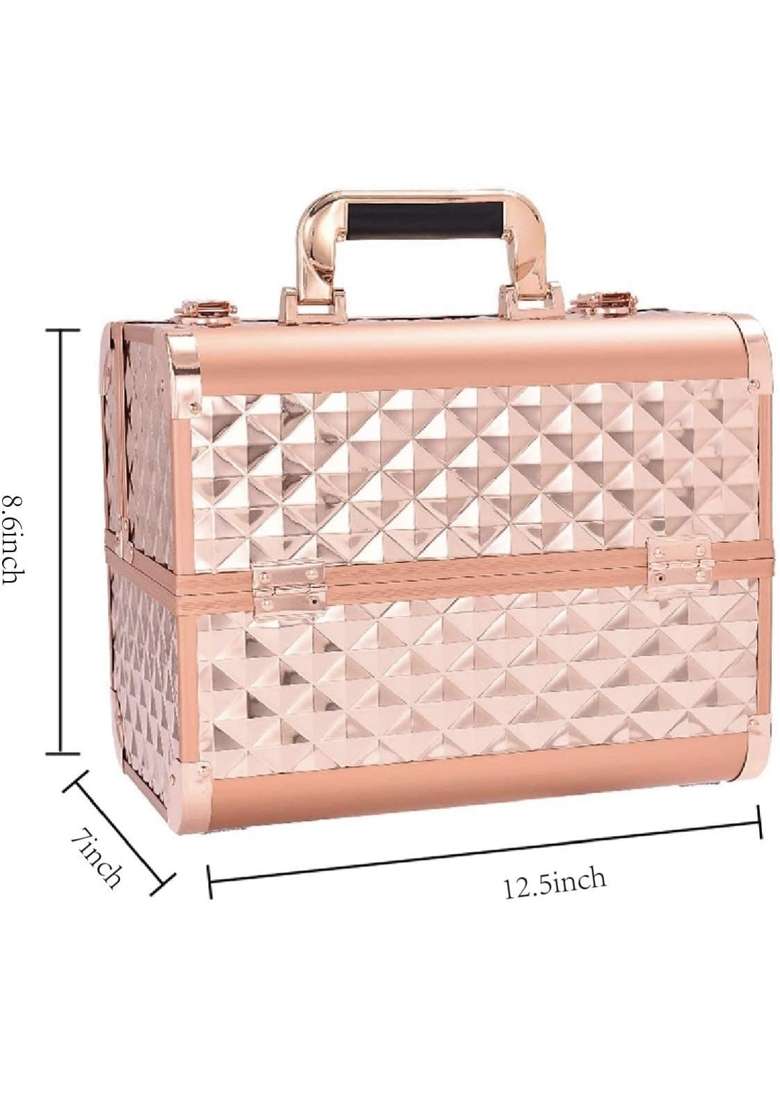 Adson Professional Beauty Makeup Cosmetic Vanity Case Box with 4 Extended Trays Makeup Vanity Makeup Organiser - Indya