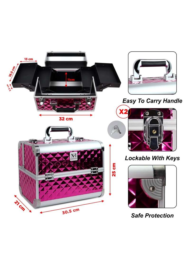 NFI Essentials Makeup Organizer Box Cosmetic Storage Case for Women Girls Vanity Kit Bag for Bride - Indya