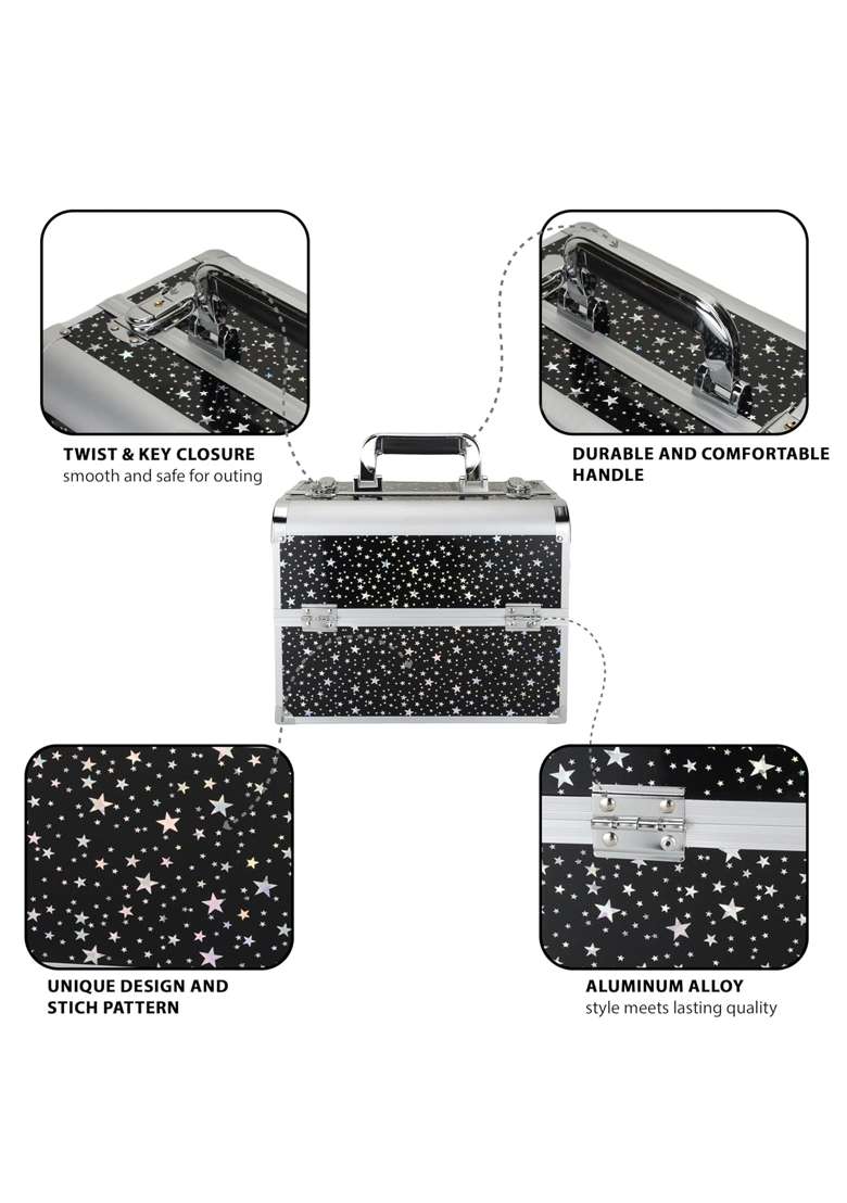 SIBY Aluminum Alloy Makeup Organizer Case with 5 Compartments Waterproof Durable - Indya