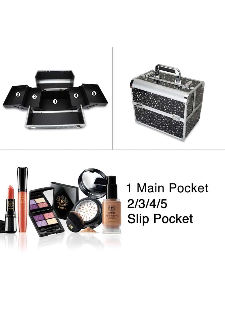 SIBY Aluminum Alloy Makeup Organizer Case with 5 Compartments Waterproof Durable - Indya